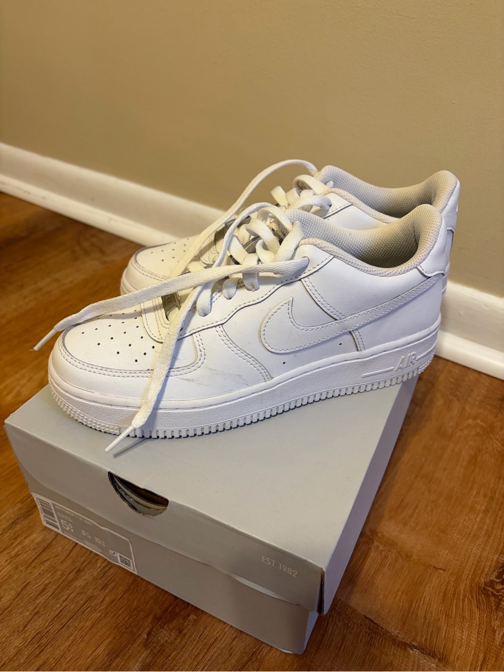Nike Air Force Ones. Comes with original box. Y 5.5/Women’s size 7